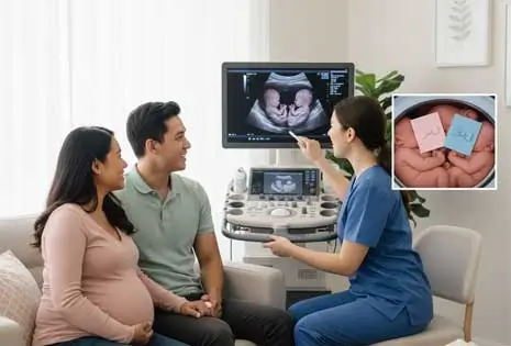 Twin Pregnancy Gender Scan (15 Weeks onwards): <del>£80</del> <strong>£75</strong>